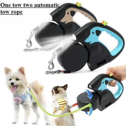 WOOFLEE DuoWalk™ – Laisse Rétractable Double pour Deux Chiens