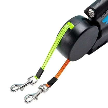 WOOFLEE DuoWalk™ – Laisse Rétractable Double pour Deux Chiens